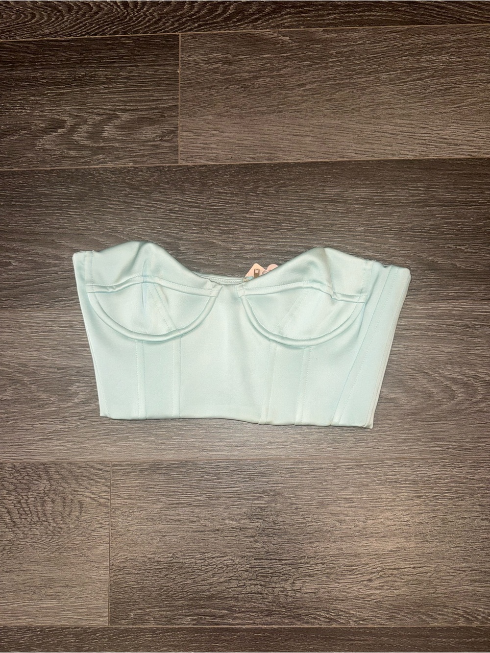 Oh Polly Strapless Bustier Crop Top in Mint